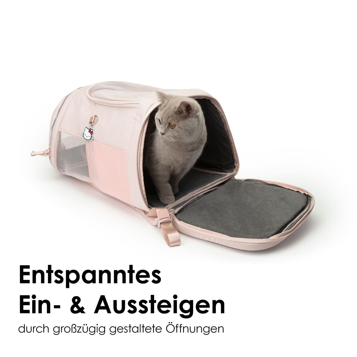 einfaches Ein- &amp; Aussteigen beim Katzenrucksack