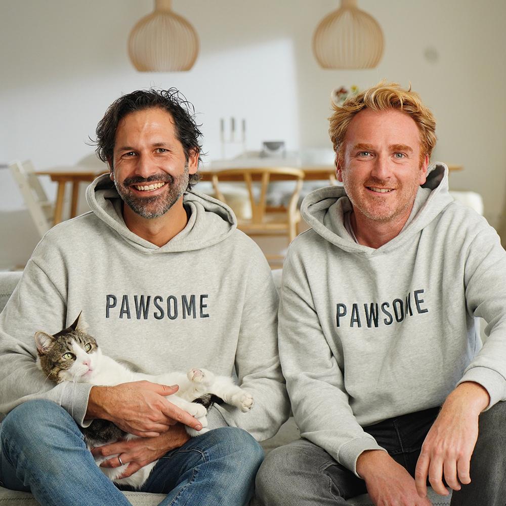 Hoodie PAWSOME in grey (Unisex)